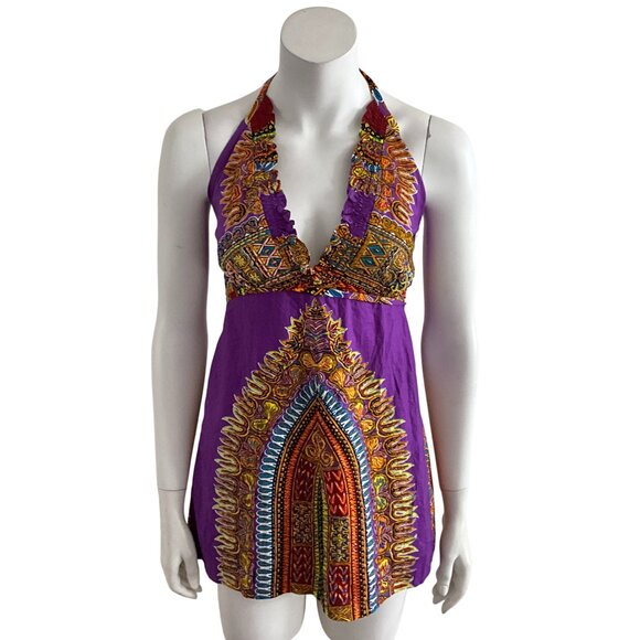 Varisa Beaded Retro Halter Tunic Top - Picture 1 of 9